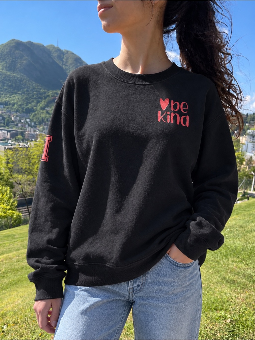 Jerzees NuBlend Be Kind Unity Club Varsity Y2K Crewneck Sweatshirt Black Sz S